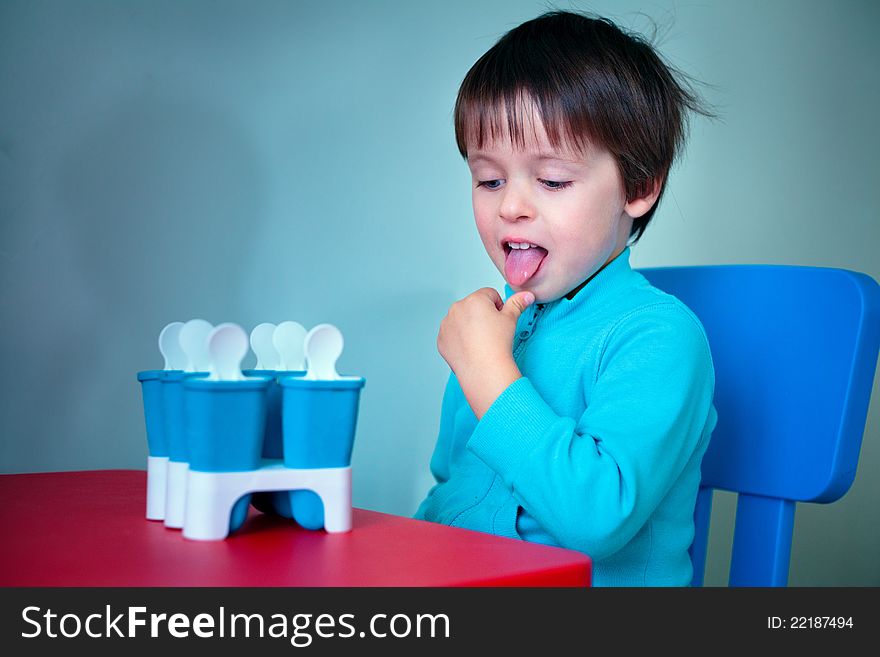 Little Boy Tasting Homemade Ice Cream