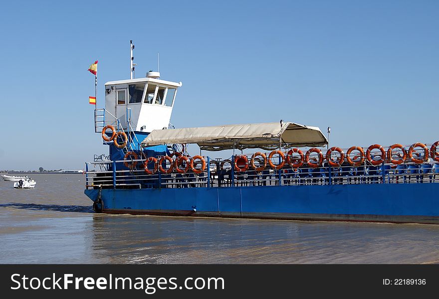 Ferry across the sea in south of Spain