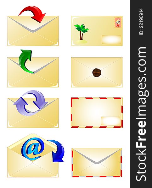 arrow and Email envelope icons set. Vector