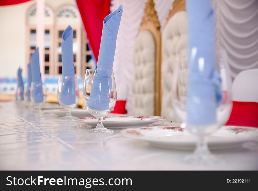 Dining table for wedding reception party. Dining table for wedding reception party