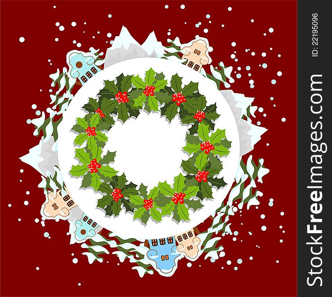 Winter Background With Christmas Wreath