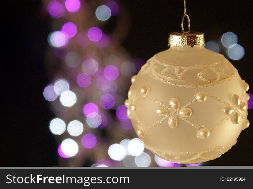 White Christmas decoration and colourful christmas lights