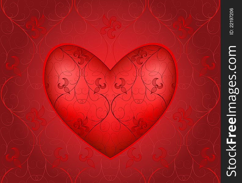 Red heart background for valentines day, seamless pattern