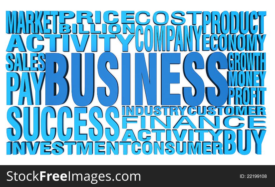 One composition with many words regarding the business (3d render). One composition with many words regarding the business (3d render)