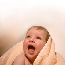 Smiling Baby In Bath Towel Royalty Free Stock Photos