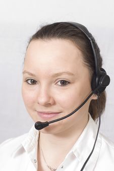 Smiling Girl With Headset Royalty Free Stock Photography Smiling Girl With Headset Royalty Free Stock Photography
