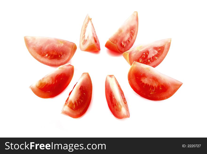 Photo of isolated fresh red tomatoes.