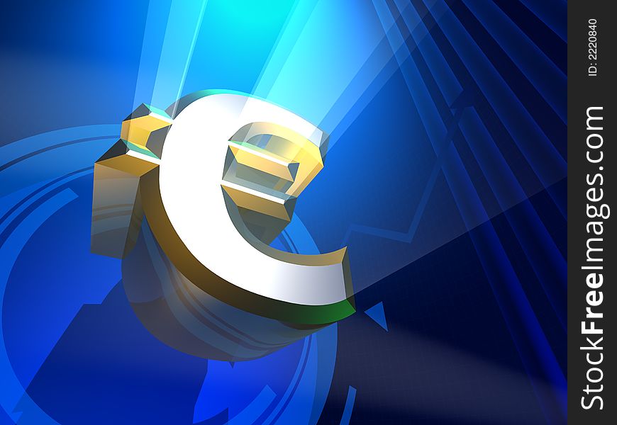 Euro symbol 3d render background. Euro symbol 3d render background