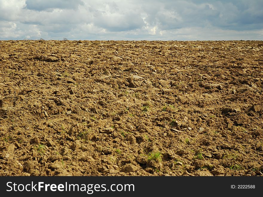 Agricultural plowed field - spring fields