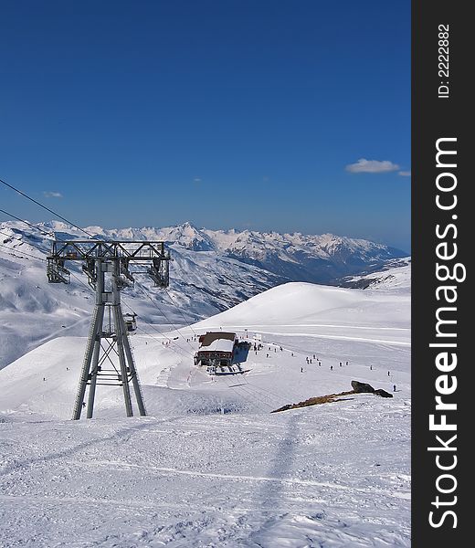 Cable car during the winter. Cable car during the winter