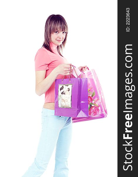 Portrait of a styled professional model. Theme:  SHOPPING. Portrait of a styled professional model. Theme:  SHOPPING