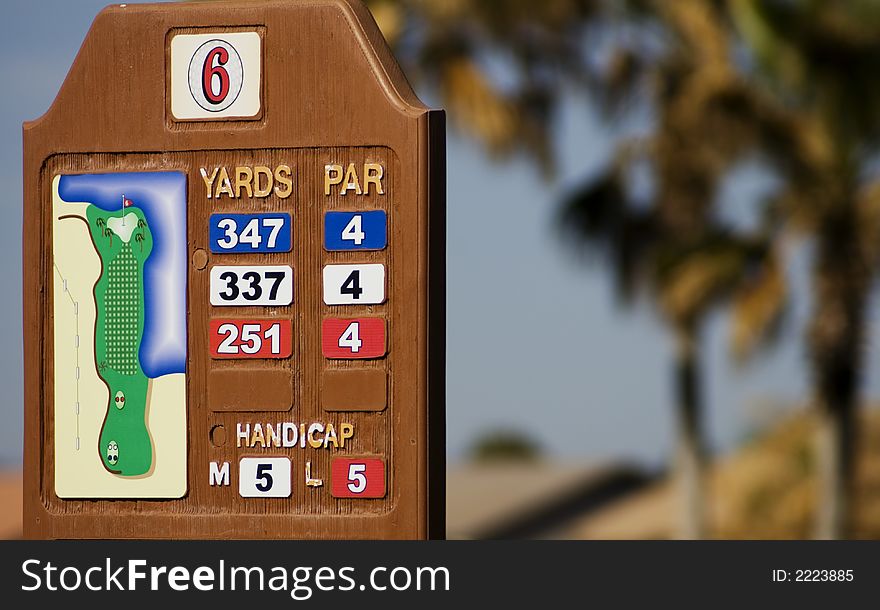 Golf Course Par and Yardage Marker. Golf Course Par and Yardage Marker
