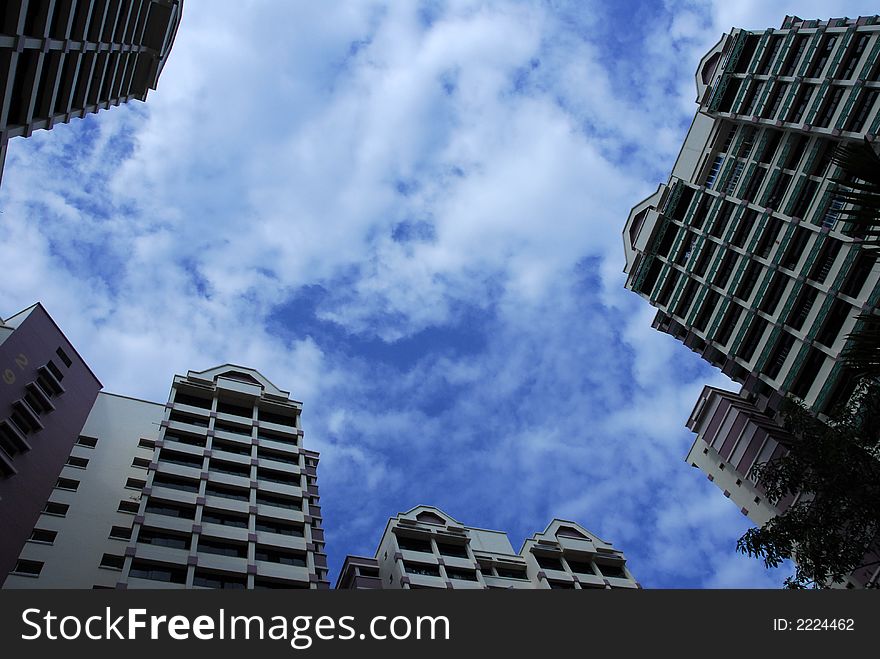 Modern building and skies in the city