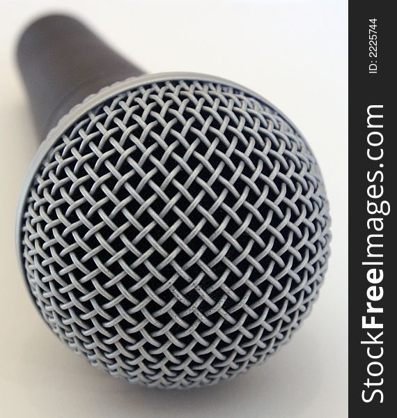 Close up of a live vocal microphone