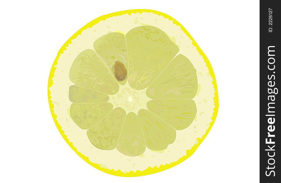 The drawn image of a slice of a lemon