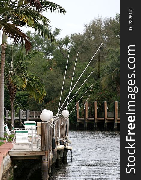 Fishing Poles left unattended on a dock