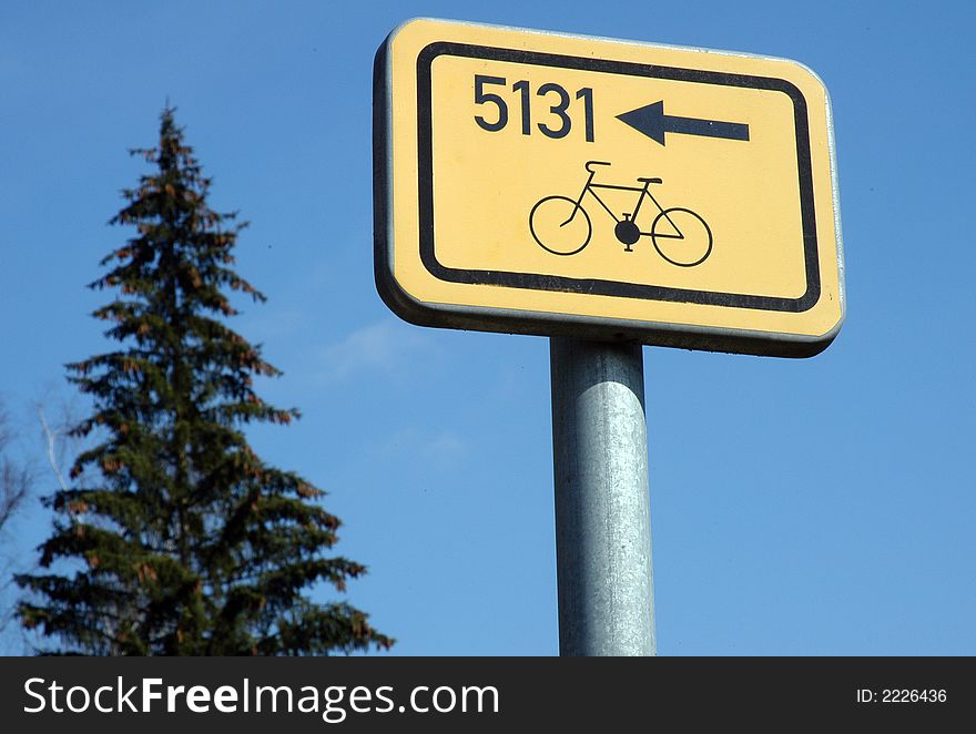 Healthy bike trail in the wood against blue sky