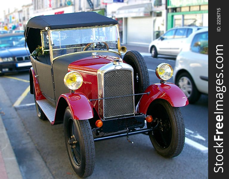 Antic french car in parked on the street