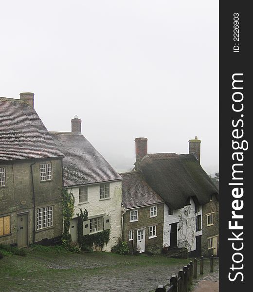 This image depicts Gold Hill in Shaftsbury, England.