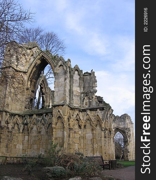 This image depicts abbey ruins in York, England.