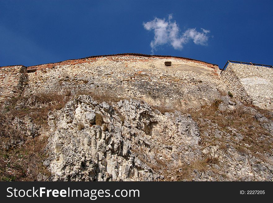Defensive wall in Risnov medieval fortification., Transylvania Romania. Defensive wall in Risnov medieval fortification., Transylvania Romania