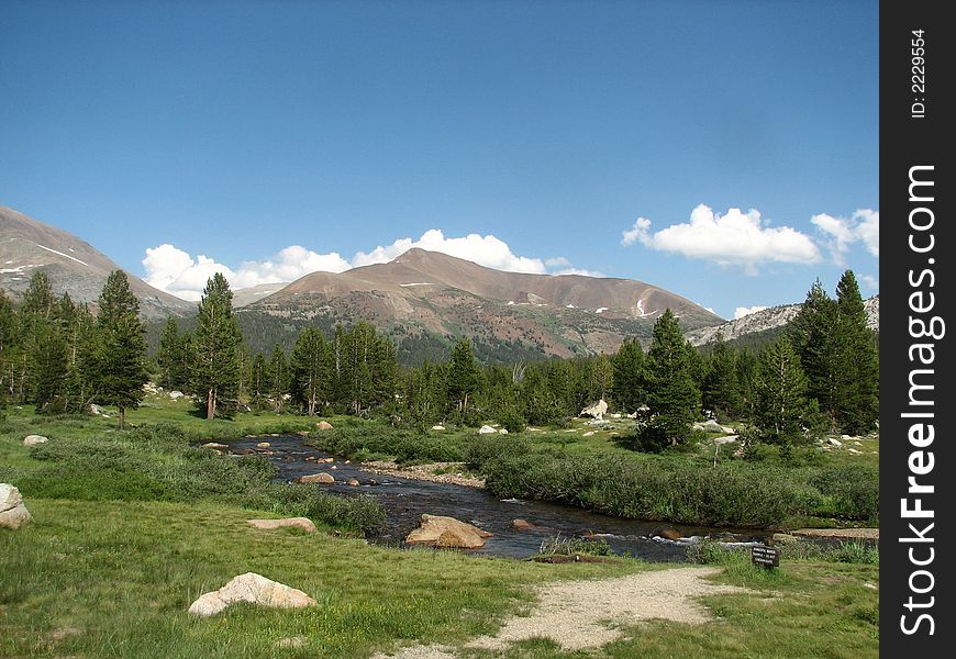 A view of the Tuolomne River and Sierras from the high country of Yosemite. A view of the Tuolomne River and Sierras from the high country of Yosemite.