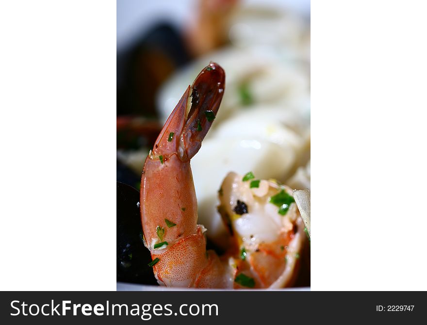 A shrimp seafood close up