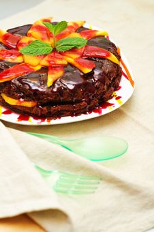 Chocolate Brownie With Fruits Stock Image Chocolate Brownie With Fruits Stock Image