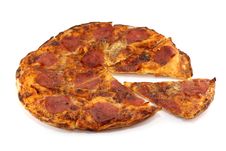 Very Crispy Home-made Pepperoni Pizza Royalty Free Stock Image Very Crispy Home-made Pepperoni Pizza Royalty Free Stock Image