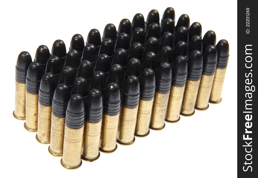 Group of gun cartridge isolated on white. Group of gun cartridge isolated on white.