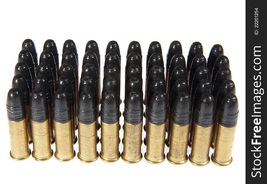 Group of gun cartridge isolated on white. Group of gun cartridge isolated on white.