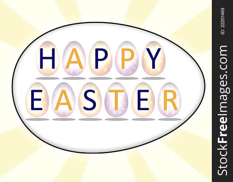 Happy Easter written in eggs, captured in one big egg