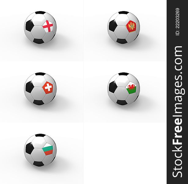 Euro 2012, soccer ball with flag - Group G - England, Montenegro, Switzerland, Wales, Bulgaria
