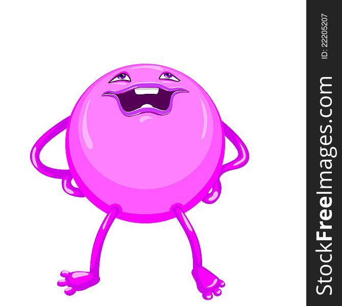 Vector Cartoon Funny Round Violet-colored Monster