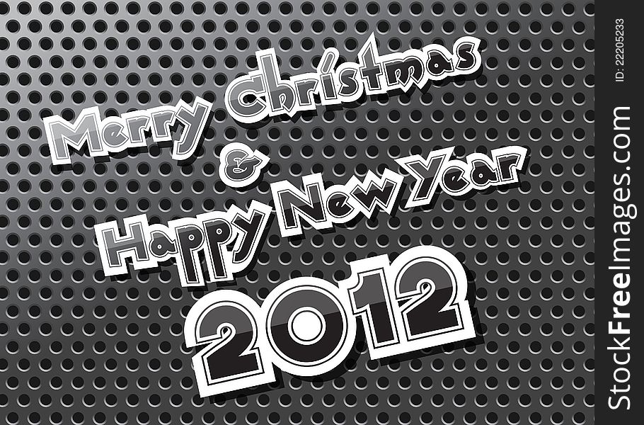 Merry Christmas and Happy New Year card on carbon background