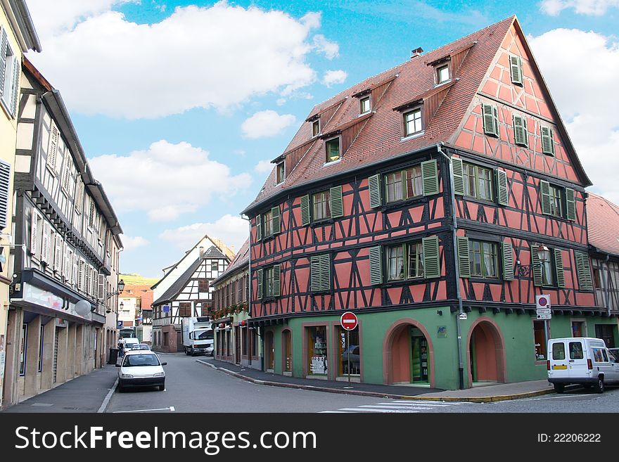 Irregular Wooden House at Alsace, Molsheim, Est of France Famous for the Christmas Markets. Irregular Wooden House at Alsace, Molsheim, Est of France Famous for the Christmas Markets