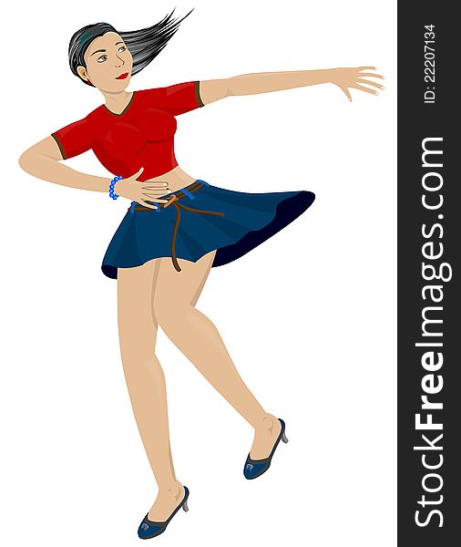 Illustration of a pretty woman happily dancing. Illustration of a pretty woman happily dancing