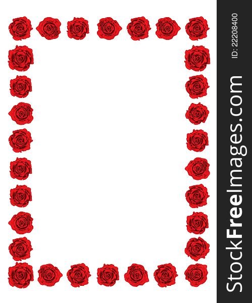 Illustration Red roses frame with white space for copy for Valentine's day