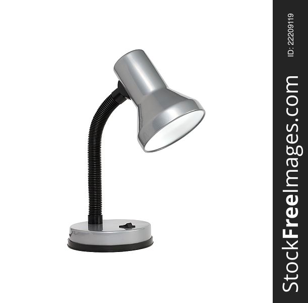 Modern gray desk lamp isolated on white background with clipping path