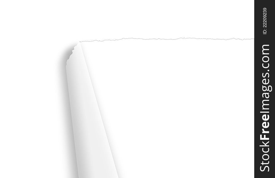 Torn white paper with white background. Torn white paper with white background.