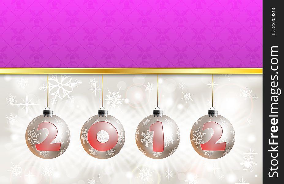 2012 New Year Background with Snowflakes and Bauble, element for design, vector illustration