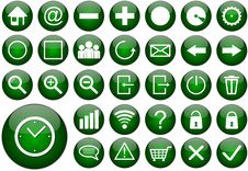 Green Round Web Button Set Royalty Free Stock Photography
