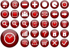 Red Round Web Button Set Royalty Free Stock Images