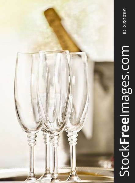 Close up photograph of champagne glasses. Close up photograph of champagne glasses