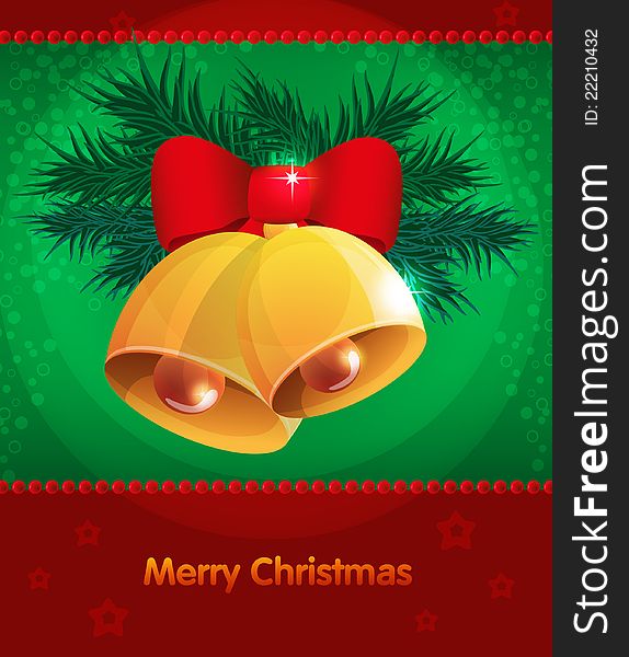 Christmas background with bells and a Christmas tree. Christmas background with bells and a Christmas tree