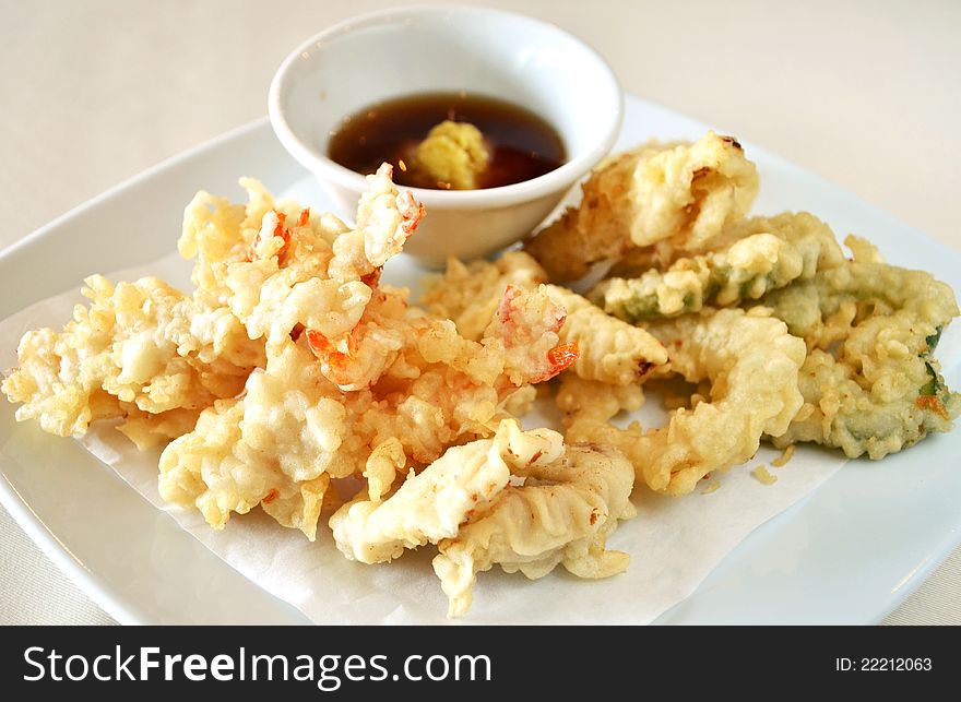 Fried Shrimps , Tempura Japanese cuisine