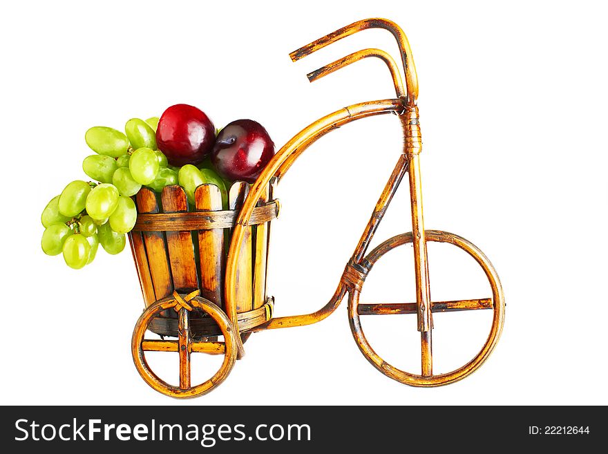 Flowerpot on white background with fruit