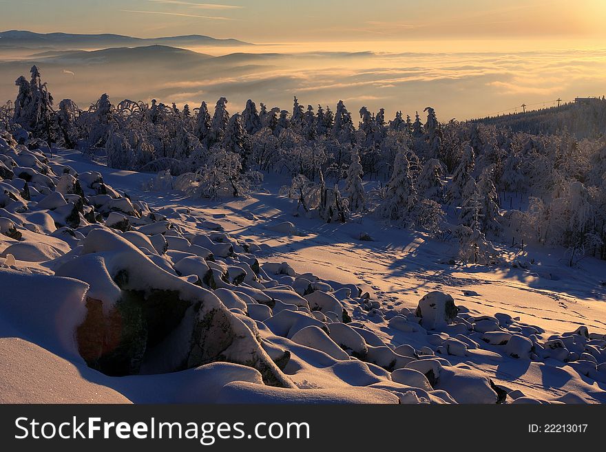 Morning inversion in the valley, where is town.