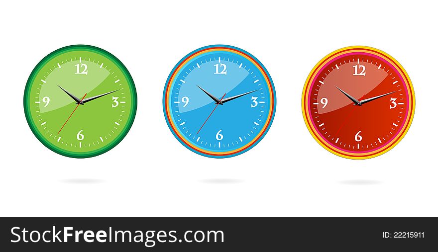 Colored and creative classic clocks set isolated
