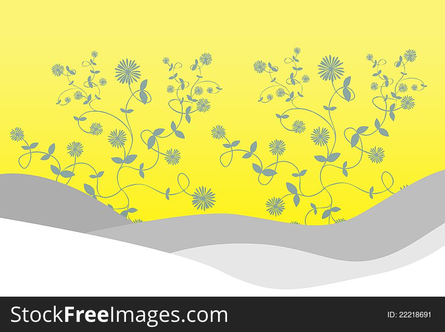 Pretty yellow floral background with flowers